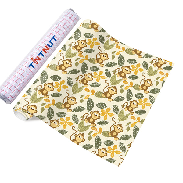 Tintnut Forest Animals Patterned Permanent Vinyl,Animals Permanent Adhesive Vinyl for Cutting Machine,Self Sticker Water proofing Vinyl
