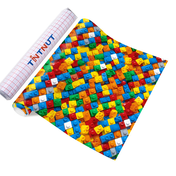 Tintnut Building Block Permanent Vinyl,LEGO Patterned Permanent Adhesive Vinyl for Cutting Machine,Self Sticker Water proofing Vinyl
