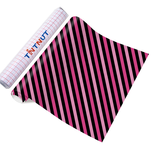 Tintnut Black Pink Permanent Vinyl,Pink Patterned Adhesive Vinyl for Cutting Machine,Waterproof Vinyl for Home Decor Self Sticker