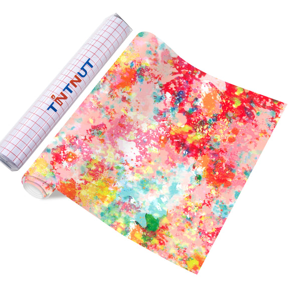 Tintnut Watercolor Permanent Vinyl, Splash Adhesive Vinyl, Pattern Vinyl, Permanent Outdoor Vinyl for Decor Sticker, Self Sticker Water proofing Vinyl