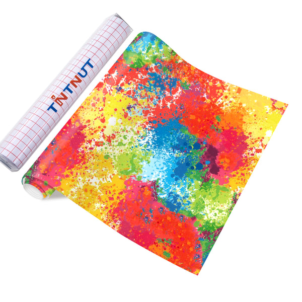 Tintnut Watercolor Adhesive Vinyl, Splash Permanent Vinyl, Pattern Vinyl, Permanent Outdoor Vinyl for Decor Sticker, Self Sticker Water proofing Vinyl