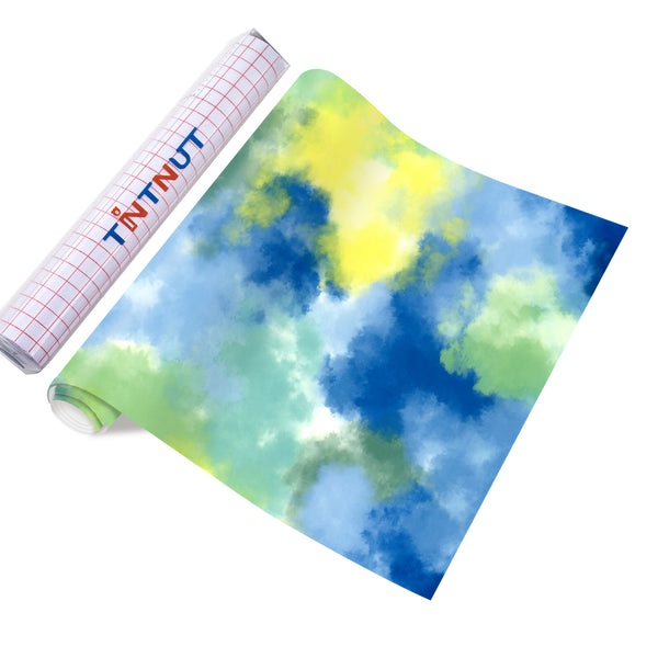 Tintnut Colorful Clouds Patterned Permanent Vinyl,Clouds patterned Permanent Adhesive Vinyl for Cutting Machine, Home Decor Self Sticker