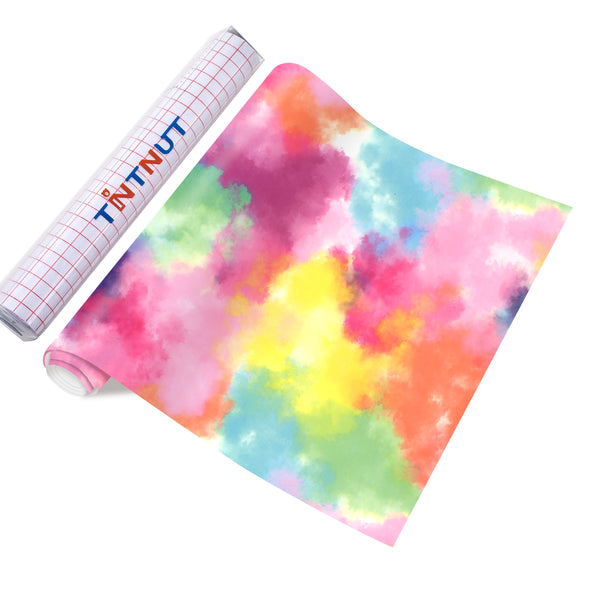 Tintnut Colorful Clouds Patterned Permanent Vinyl,Clouds patterned Permanent Adhesive Vinyl for Cutting Machine,Self Sticker Water proofing Vinyl
