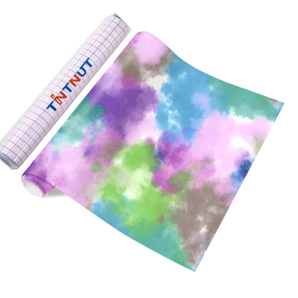 Tintnut Colorful Clouds Patterned Permanent Adhesive Vinyl,Clouds patterned Permanent Vinyl Compatible with Cricut Machine,Self Sticker Water proofing Vinyl