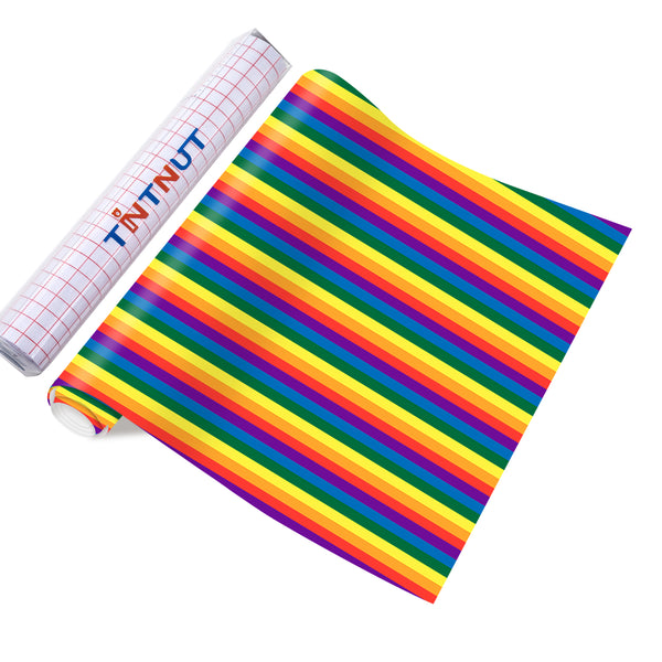 Tintnut LGBT Permanent Vinyl,Rainbow Permanent Vinyl Sheets,Gay Pride Pattern Permanent Vinyl,Water proofing Vinyl