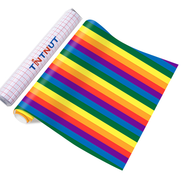 Tintnut LGBT Permanent Vinyl,Rainbow  Adhesive Vinyl Sheets,Gay Pride Pattern Permanent Vinyl,Water proofing Vinyl