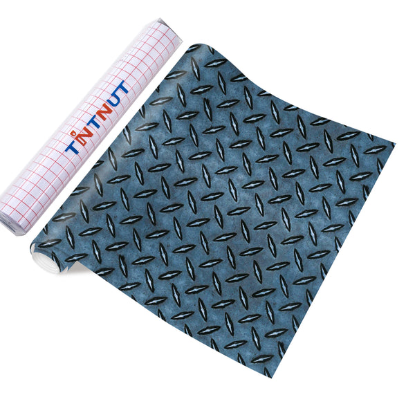 Tintnut Grey Permanent Adhesive Vinyl, Metal Plate Adhesive Vinyl, Diamond Plate Pattern Vinyl, Permanent Outdoor Vinyl for Cutting Machine, Self Sticker Water proofing Vinyl