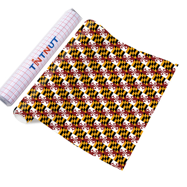 Tintnut Maryland Flag Permanent Vinyl,Maryland State Flag Permanent Adhesive Vinyl for Cutting Machine,Home Decor Self Sticker