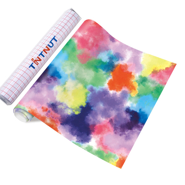Tintnut Tie Dye Permanent Vinyl, Easter Pattern Adhesive Sheets - 8 Sheets,Watercolor Clouds Patterned Permanent Adhesive Vinyl for Cutting Machine, Home Decor Self Sticker