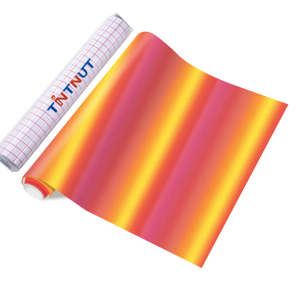 Tintnut Ombre Permanent Vinyl, Red Stripes Gradient Watercolor Pattern Printed Vinyl, Marbling Print Outdoor Vinyl for Decor Self Sticker