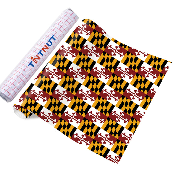 Tintnut Maryland Flag Permanent Vinyl,Maryland State Flag Permanent Adhesive Vinyl for Cutting Machine,Waterproof Vinyl for Home Decor Self Sticker