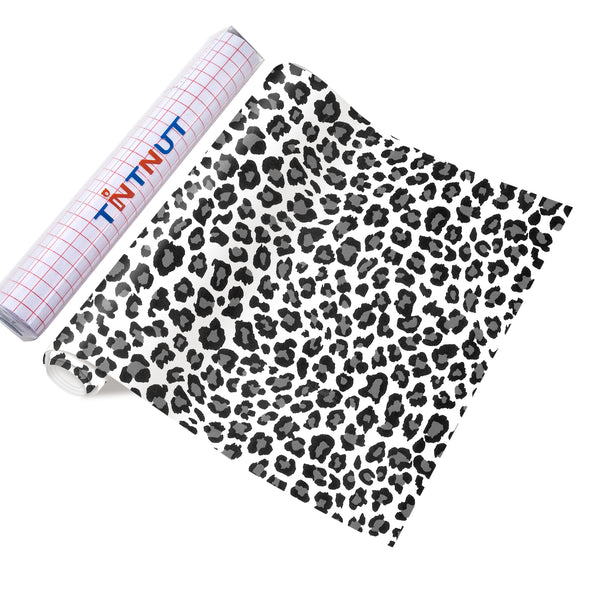 Tintnut Leopard Pattern Permanent Vinyl Cheetah Adhesive Vinyl Sheets Black and White Self Sticker Water proofing Vinyl