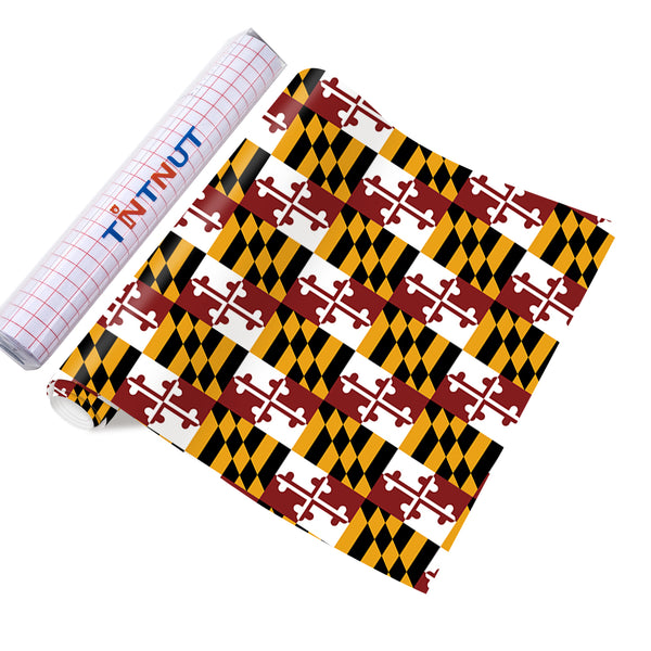 Tintnut Maryland Flag Permanent Vinyl,Maryland State Flag Permanent Adhesive Vinyl Compatible with Cricut Machine,Waterproof Vinyl for Home Decor Self Sticker