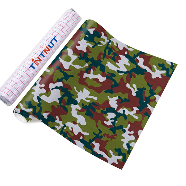 Tintnut Camo Patterned Permanent Vinyl, Camo Patterned Permanent Adhesive Vinyl for Decor Sticker, Self Sticker Water proofing Vinyl