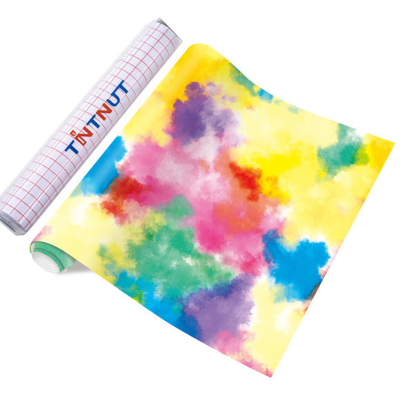 Tintnut Tie Dye Permanent Vinyl, Easter Pattern Permanent,Watercolor Clouds Patterned Permanent Vinyl for Cutting Machine, Home Decor Self Sticker