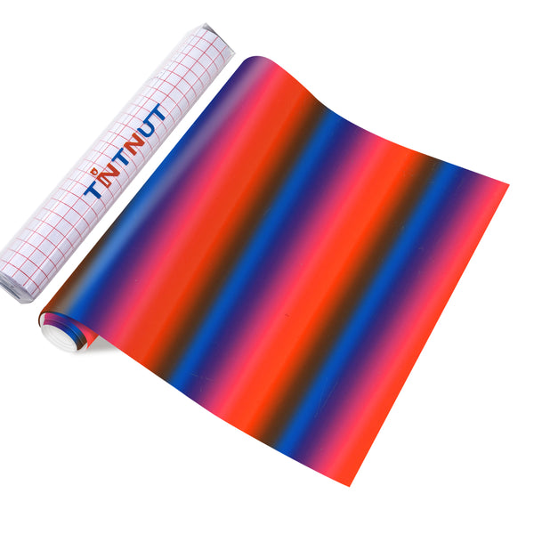 Tintnut Ombre Permanent Vinyl, Red Blue Stripes Gradient Watercolor Pattern Printed Vinyl, Marbling Print Outdoor Vinyl for Decor Self Sticker