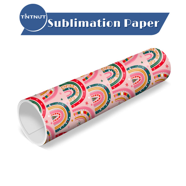 Tintnut Christmas Sublimation Transfer Paper,Rainbow Pattern Sublimation Transfer Sheets Compatible with ALL Machine and Easy to use Transfer.