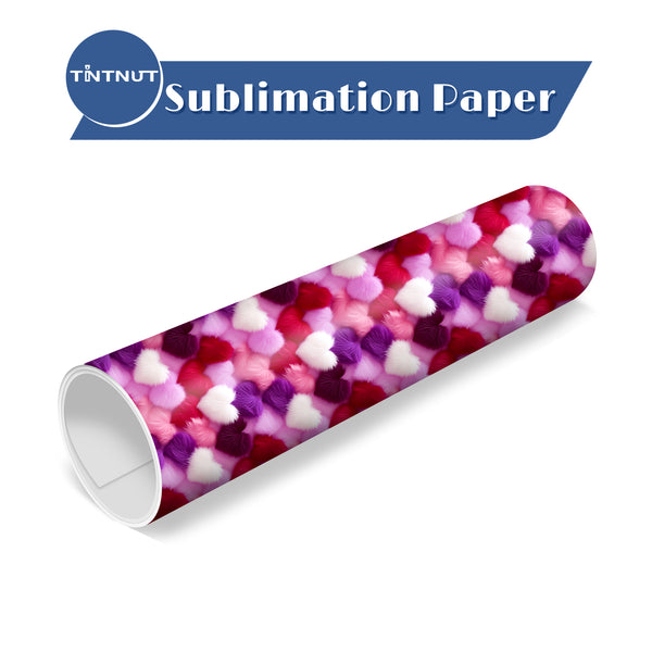 Tintnut Valentine's Day Sublimation Transfer Paper,Heart Pattern Sublimation Transfer Sheets Compatible with ALL Machine and Easy to use Weed.