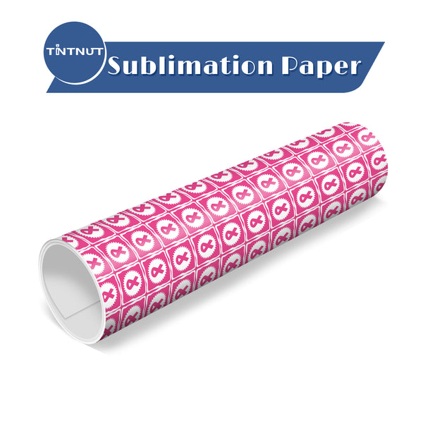 Tintnut Ribbon Pattern Sublimation Transfer Paper,Black Pink Ribbon Sublimation Transfer Sheets Compatible with ALL Machine and Easy to use Weed.