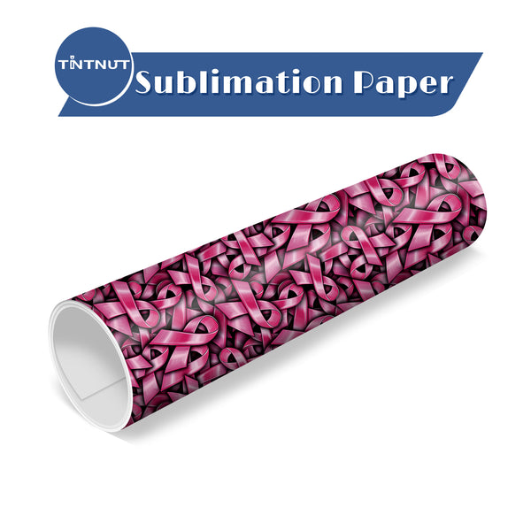 Tintnut Black Pink Ribbon Sublimation Transfer Paper,Ribbon Pattern Sublimation Transfer Sheets Compatible with ALL Machine and Easy to use Weed.