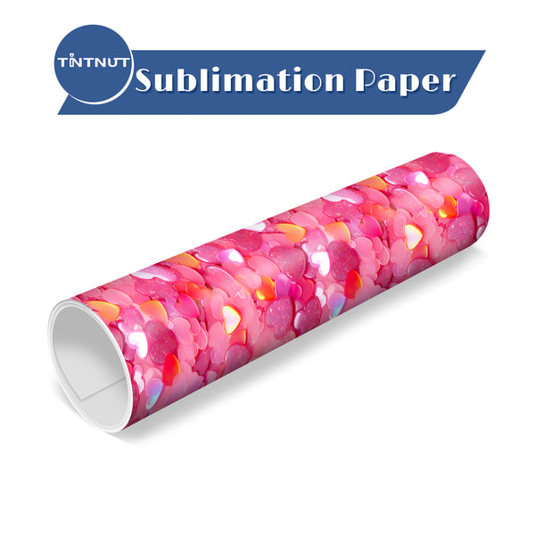 Tintnut Valentine's Day Sublimation Transfer Sheets,Heart Pattern Sublimation Transfer Paper Compatible with ALL Machine and Easy to use Weed.