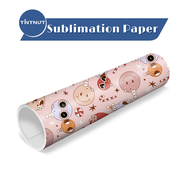 Tintnut Christmas Sublimation Transfer Sheets,Pink Christmas Sublimation Pattern Transfer Paper Compatible with ALL Machine and Easy to use Weed.