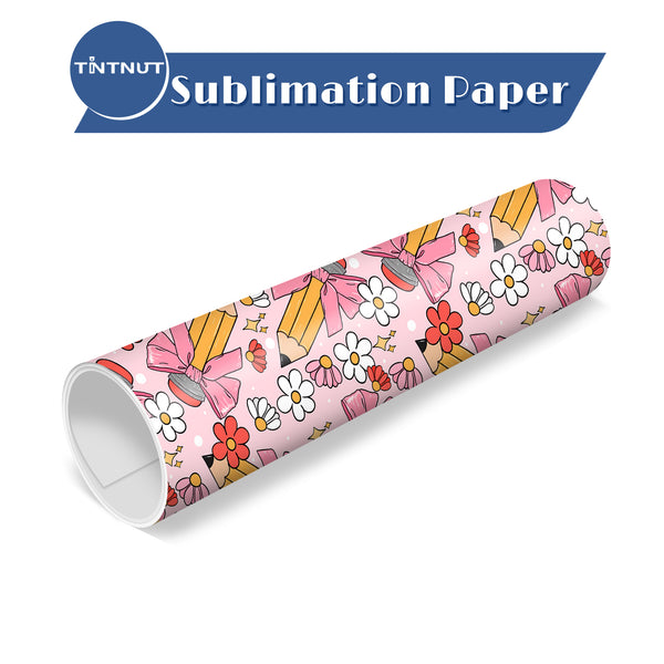 Tintnut Teachers' Day Pattern Sublimation Ink Transfer Sheets,Pink Bow Pencil Clips Sublimation Transfer Paper Compatible with Cricut for DIY Mugs,T-Shirts and Easy to use Transfer.