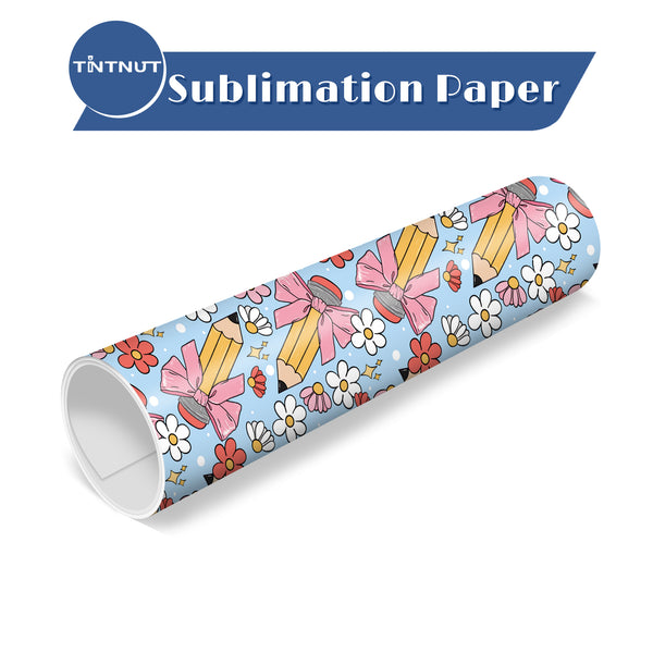 Tintnut Teachers' Day Pattern Sublimation Ink Transfer Sheets,Blue Bow Pencil Clips Sublimation Transfer Paper Compatible with Cricut for DIY Mugs,T-Shirts and Easy to use Transfer.