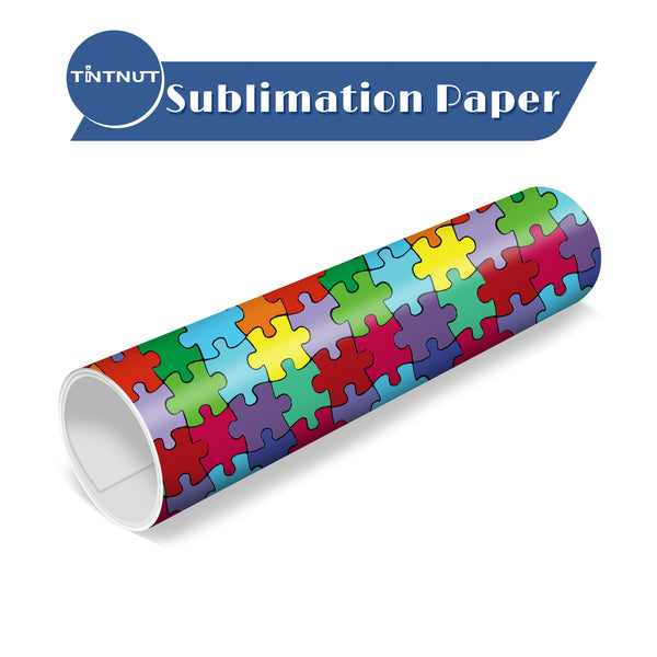 Tintnut Puzzle Pattern Sublimation Transfer Paper,Autism Awareness Sublimation Ink Transfer Sheets Compatible with Cricut for DIY Mugs,T-Shirts and Easy to use Weed.
