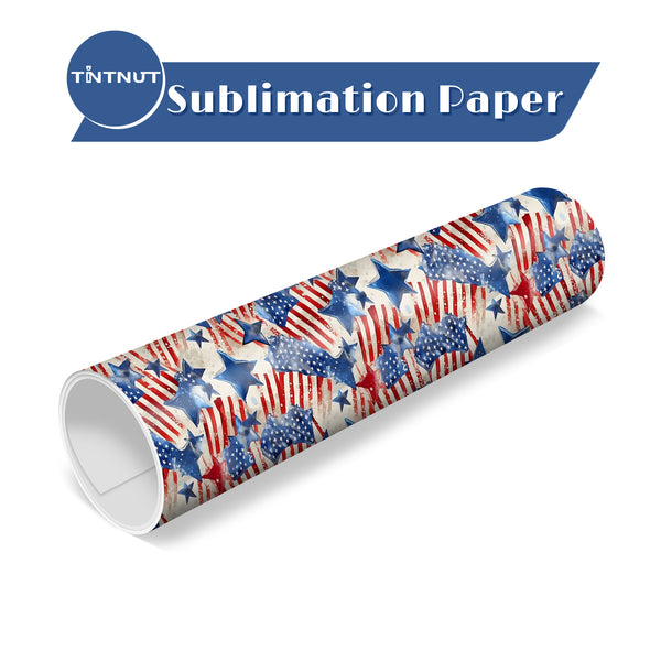 Tintnut American Flag Pattern Sublimation Transfer Paper,Leopard Flag Sublimation Transfer Sheets Compatible with ALL Machine and Easy to use Weed.