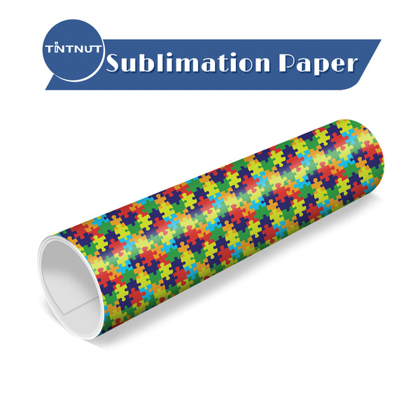 Tintnut Puzzle Pattern Sublimation Transfer Paper,Autism Awareness Pattern Sublimation Transfer Sheets Compatible with ALL Machine and Easy to use Transfer.