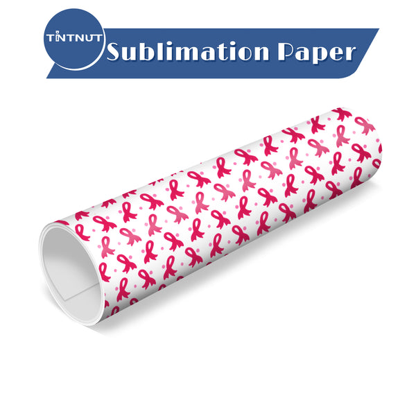 Tintnut Pink Ribbon Pattern Sublimation Transfer Paper,Breast Cancer Sublimation Transfer Sheets Compatible with ALL Machine and Easy to use Transfer.