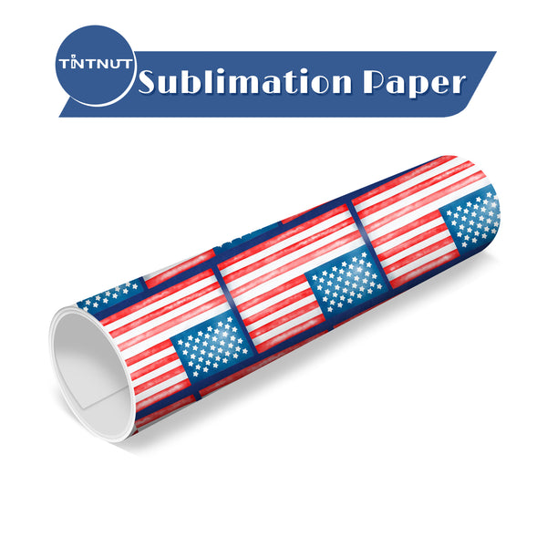 Tintnut American Flag Pattern Sublimation Transfer Paper,American Flag Sublimation Pattern Transfer Sheets Compatible with ALL Machine and Easy to use Transfer.