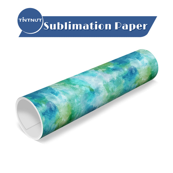 Tintnut Tie Dye Sublimation Transfer Paper,Blue Green Block Gradient Watercolor Pattern Sublimation Transfer Sheets Compatible with ALL Machine and Easy to use Weed.