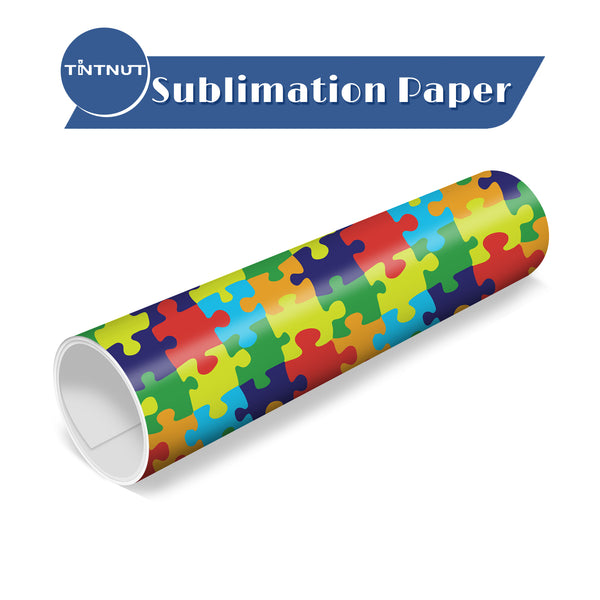 Tintnut Puzzle Pattern Sublimation Transfer Paper,Autism Awareness Pattern Sublimation Transfer Sheets Compatible with ALL Machine and Easy to use Weed.