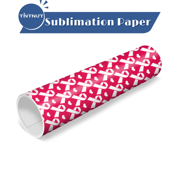 Tintnut Pink Ribbon Pattern Sublimation Transfer Paper,Breast Cancer Sublimation Transfer Sheets Compatible with ALL Machine and Easy to use Weed.