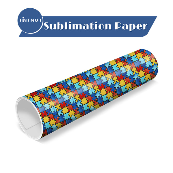 Tintnut Puzzle Pattern Sublimation Transfer Paper,Autism Awareness Pattern Sublimation Ink Transfer Sheets Compatible with ALL Machine and Easy to use Transfer.