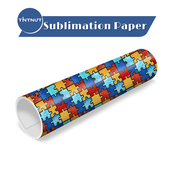 Tintnut Puzzle Pattern Sublimation Transfer Paper,Autism Awareness Pattern Sublimation Ink Transfer Sheets Compatible with ALL Machine and Easy to use Weed.
