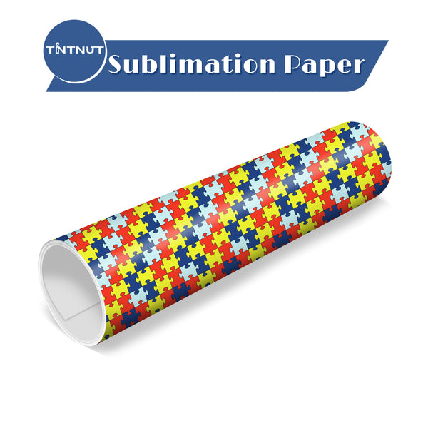 Tintnut Puzzle Pattern Sublimation Transfer Paper,Autism Awareness Sublimation Ink Transfer Sheets Compatible with ALL Machine and Easy to use Weed.