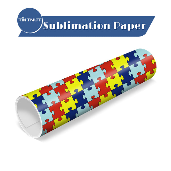Tintnut Puzzle Pattern Sublimation Transfer Paper,Autism Awareness Pattern Sublimation Transfer Sheets Compatible with Cricut for DIY Mugs,T-Shirts and Easy to use Transfer.