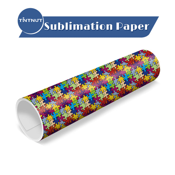 Tintnut Puzzle Pattern Sublimation Transfer Paper,Autism Awareness Pattern Sublimation Transfer Sheets Compatible with Cricut for DIY Mugs,T-Shirts and Easy to use Weed.