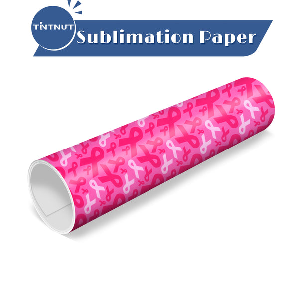 Tintnut Pink Ribbon Pattern Sublimation Transfer Paper,Breast Cancer Sublimation Transfer Sheets Compatible with Cricut for DIY Mugs,T-Shirts and Easy to use Weed.