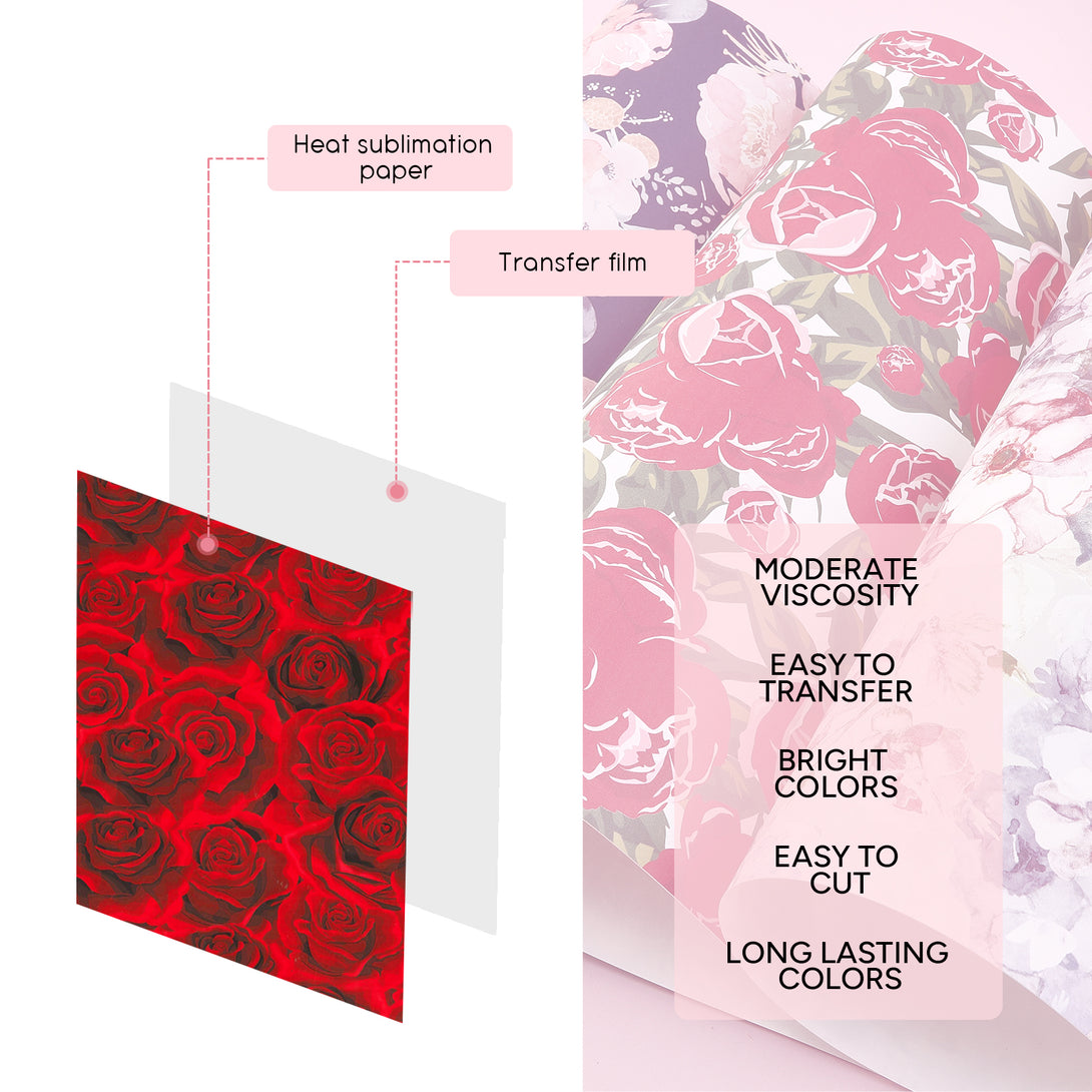 Subli Pattern Red Tintnut Rose Pattern Sublimation Transfer Paper,Red Rose Pattern Subli ...
