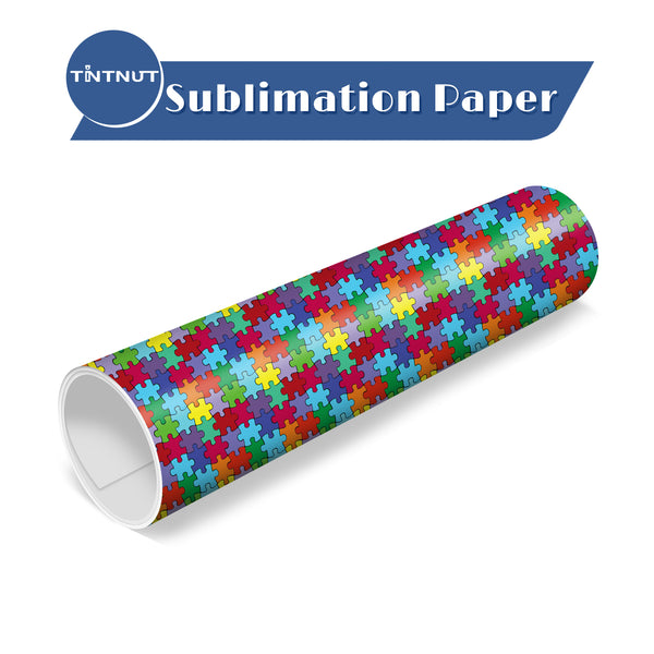 Tintnut Puzzle Pattern Sublimation Transfer Paper,Autism Awareness Pattern Sublimation Ink Transfer Sheets Compatible with Cricut for DIY Mugs,T-Shirts and Easy to use Weed.