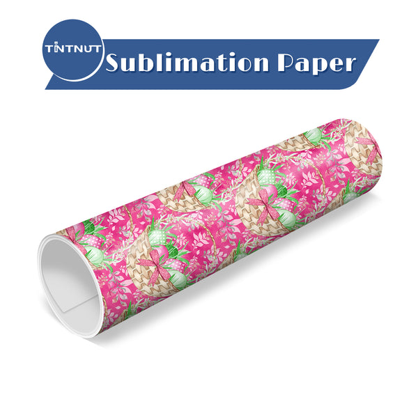 Tintnut Easter Egg Pattern Sublimation Transfer Paper,Pink Rabbit Pattern Sublimation Transfer Sheets Compatible with Cricut for DIY Mugs,T-Shirts and Easy to use Transfer.