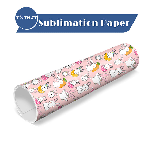 Tintnut Easter Egg Pattern Sublimation Transfer Paper,Pink Rabbit Pattern Sublimation Transfer Sheets Compatible with ALL Machine and Easy to use Transfer.