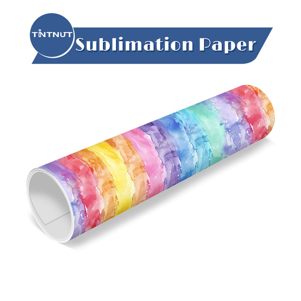 Tintnut Colorful Rainbow Gradient Watercolor Pattern Sublimation Transfer Paper,Sublimation Transfer Sheets Compatible with Cricut for DIY Mugs,T-Shirts and Easy to use Weed.
