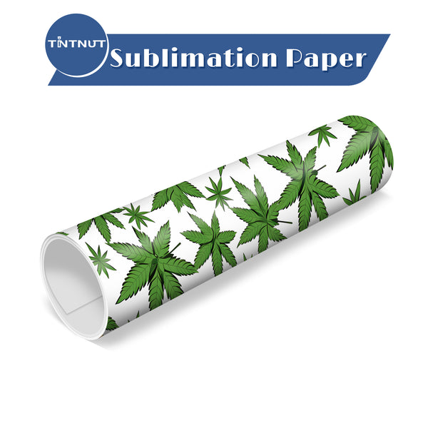 Tintnut Cannabis Sublimation Transfer Paper,Green Long Leaf Patterned Sublimation Transfer Sheets Compatible with ALL Machine and Easy to use Weed