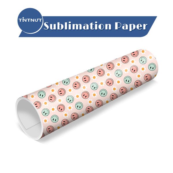 Tintnut Retro Smiley Face Sublimation Ink Transfer Sheets,Smiley Face Pattern Sublimation Transfer Paper Compatible with ALL Machine and Easy to use Transfer.