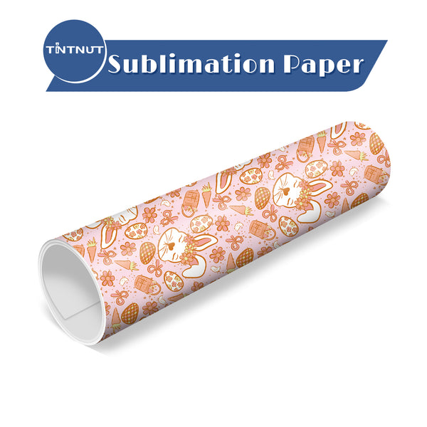 Tintnut Easter Egg Pattern Sublimation Transfer Paper,Orange Rabbit Pattern Sublimation Transfer Sheets Compatible with ALL Machine and Easy to use Transfer.